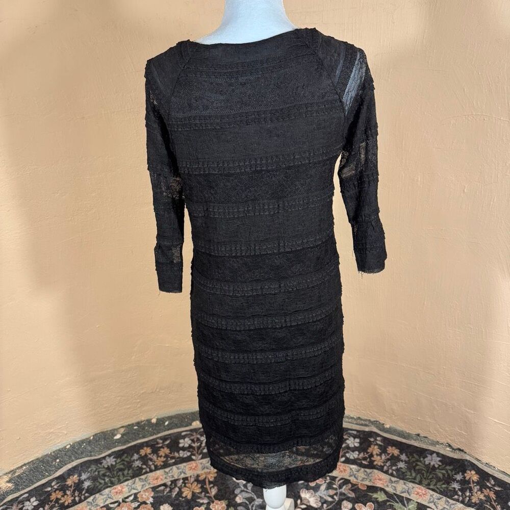 Sangria Black Lace-Overlay Sheath Dress – 3/4 Sleeve | Size 10 - Picture 2 of 6